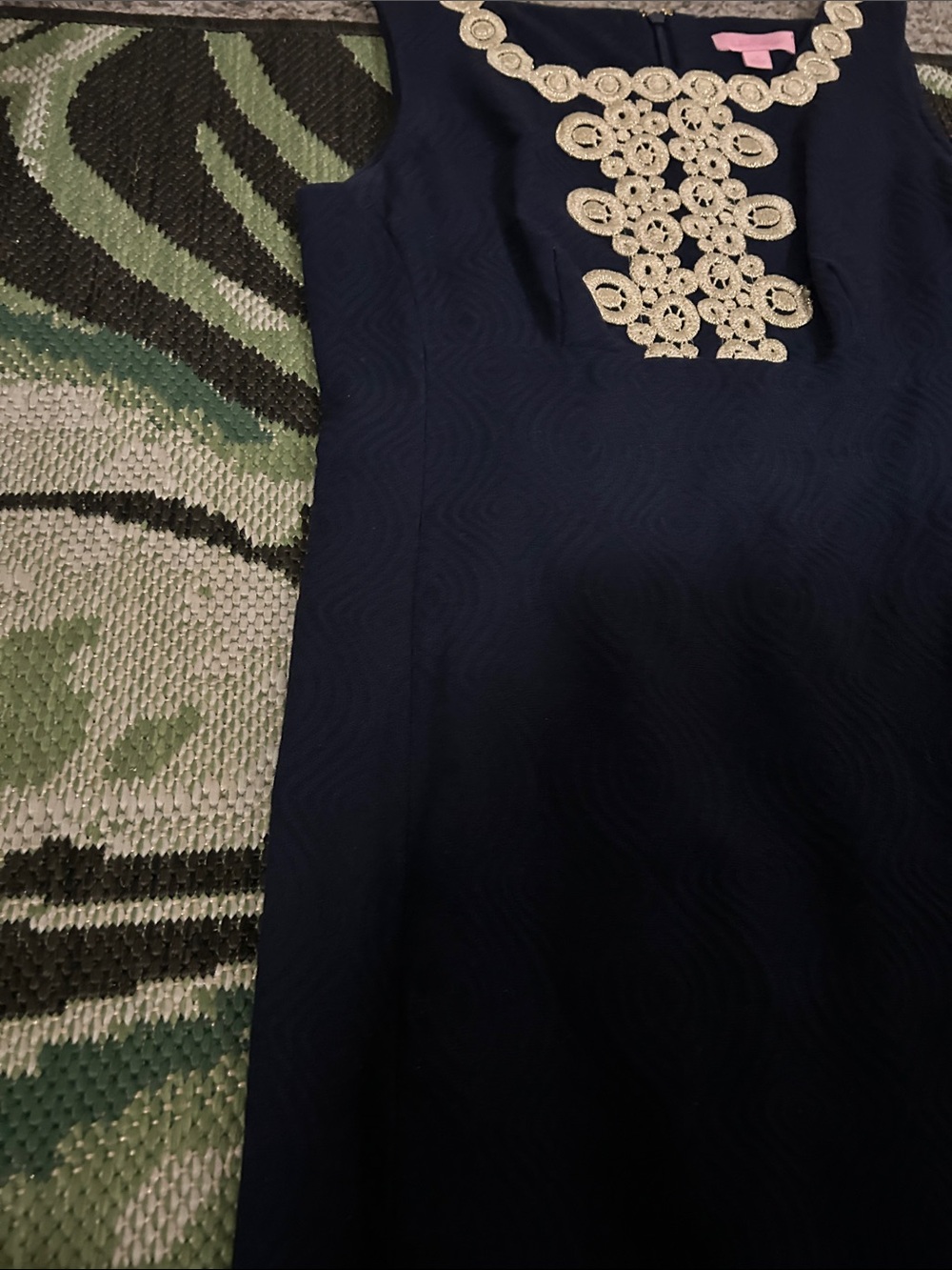Lilly Pulitzer Navy Shift Dress with Cream Crochet Trim - Picture 8 of 16